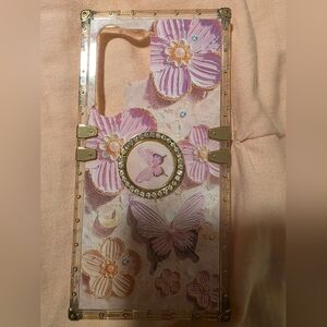 Floral Butterfly Phone Case with Gold Accents
